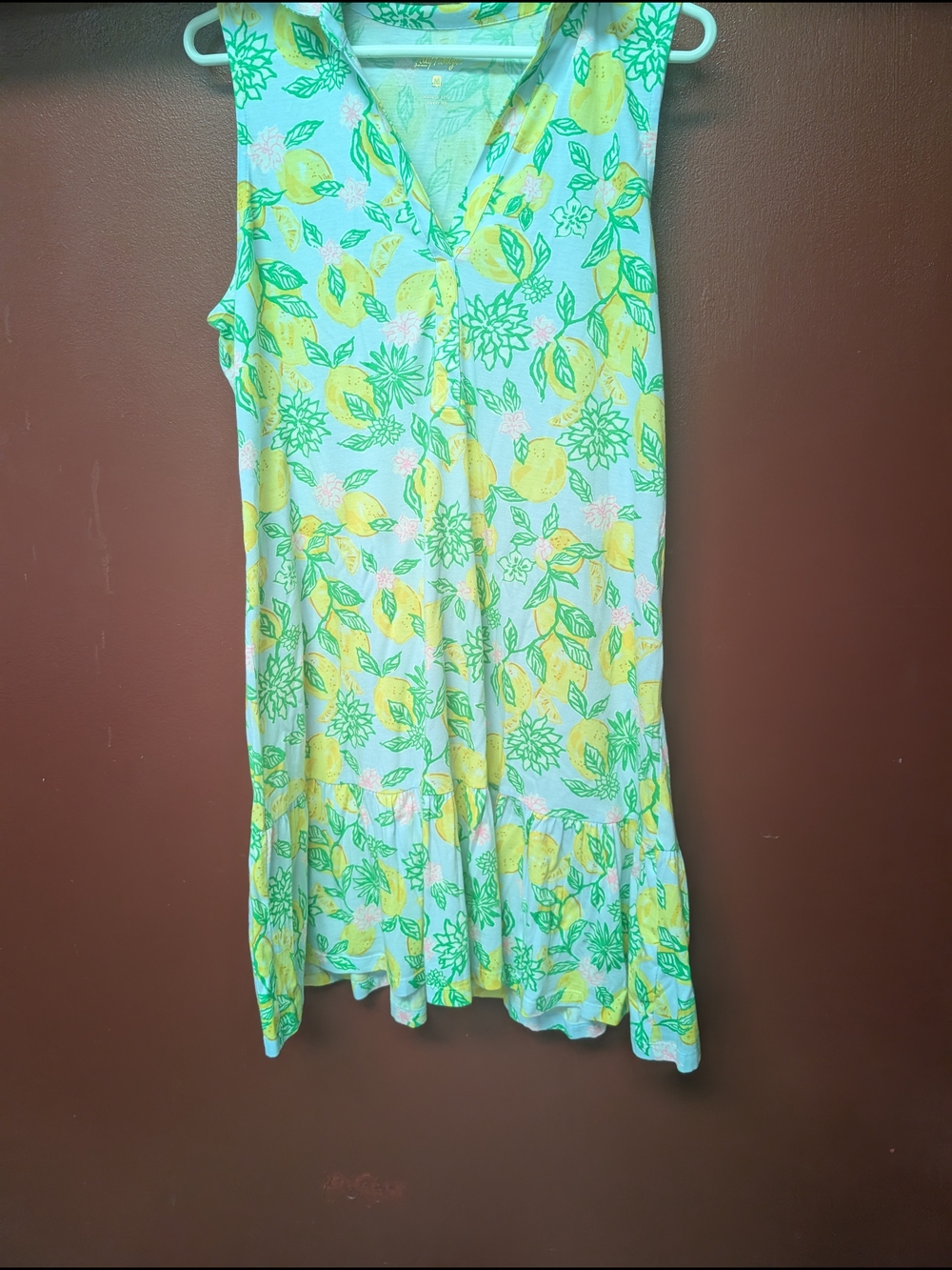 Sleeveless Lemon Print Sundress in Yellow & Green